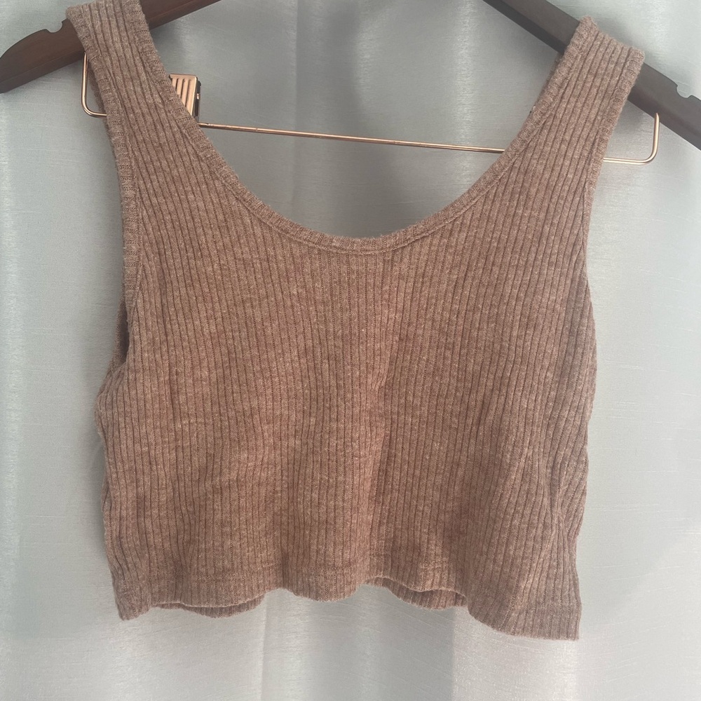 Ribbed Pink Crop Tank Top
